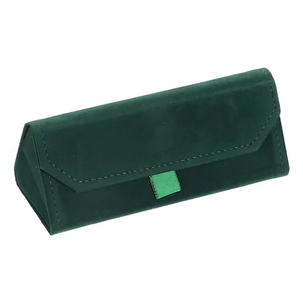 Front. Unique Bargains - Foldable Glasses Case, Triangle Magnetic Sunglass Organizer, Suede Hard Eyeglass Case for Women & Men - Green.