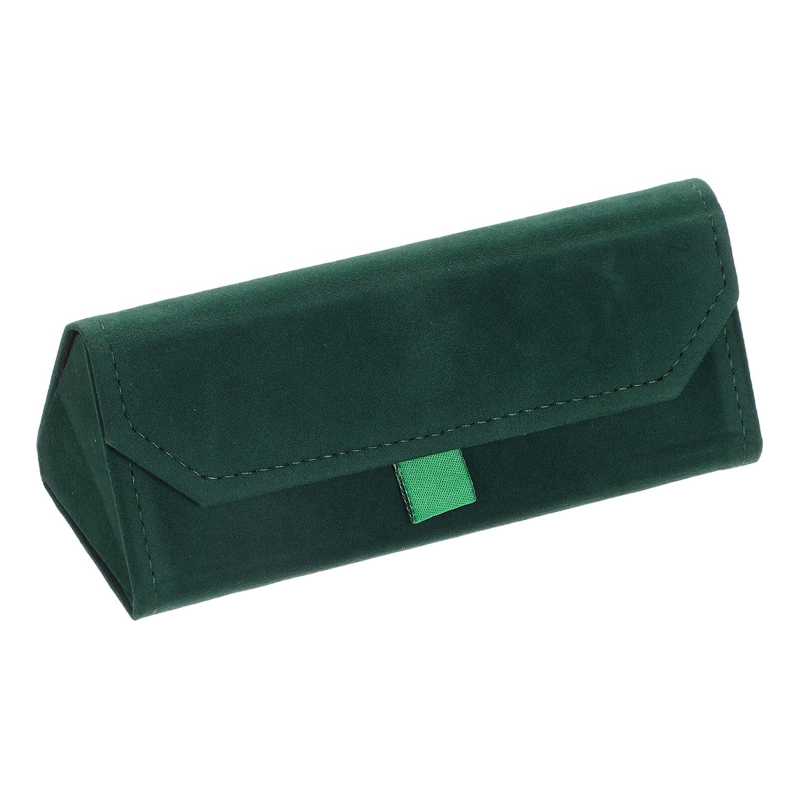 Unique Bargains - Foldable Glasses Case, Triangle Magnetic Sunglass Organizer, Suede Hard Eyeglass Case for Women & Men - Green