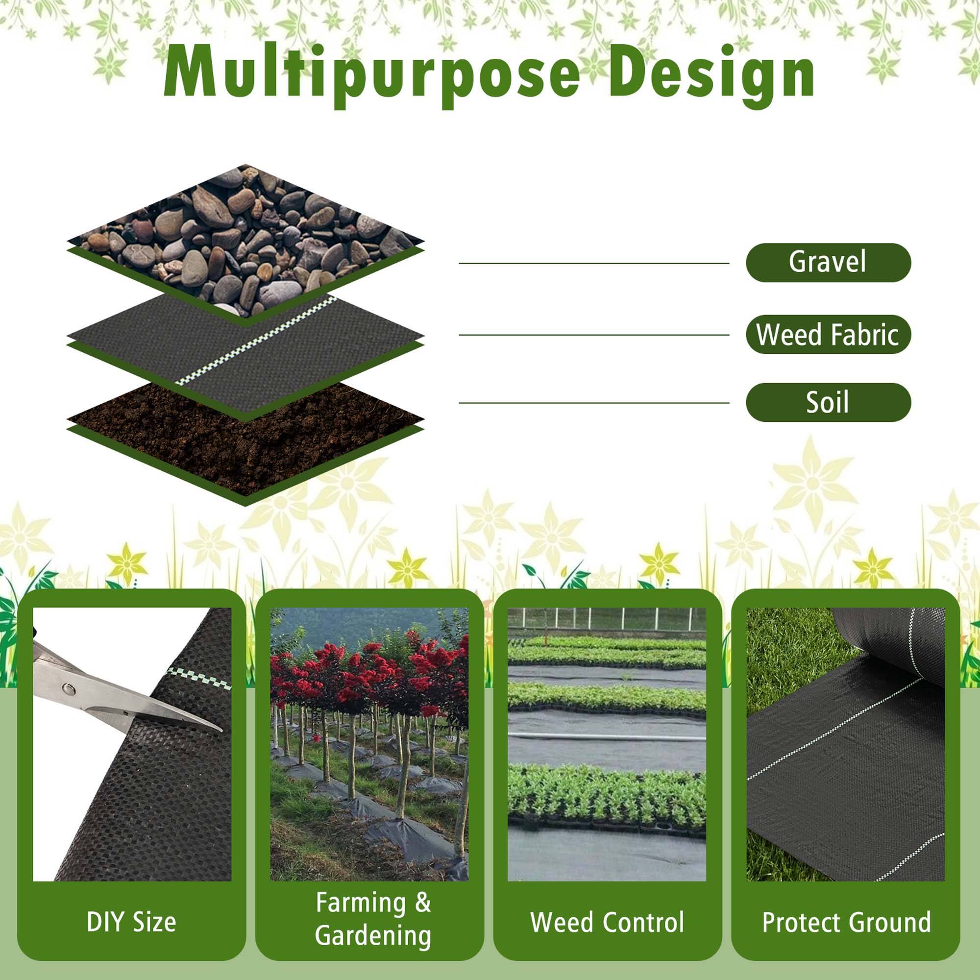 Multipurpose Design: Gravel, Weed Fabric, Soil, DIY Size, Farming & Gardening, Weed Control, Protect Ground.
