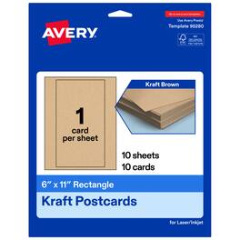 Avery - Printable Postcards, 6" x 11", Kraft 10ct - Brown