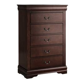 Vaczon - Solid Wood 5-Drawer Bedroom Dresser, English Dovetail Chest of Drawers for Clothes and Home Storage - Cherry