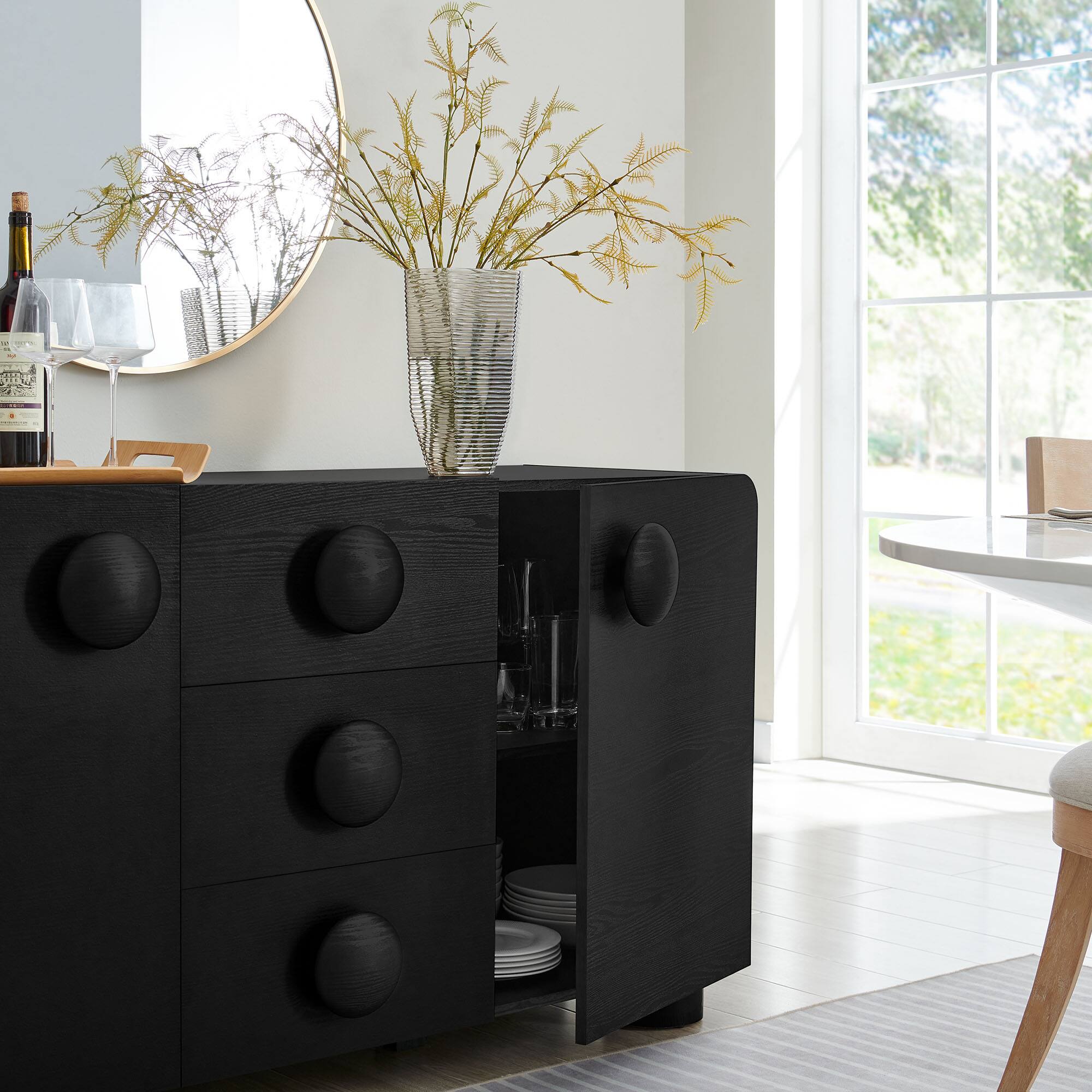 Alt View 2. Modway - Sonnet 57" Sideboard Storage Cabinet by Modway - Black.