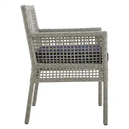 Front. Outdoor Escape - Outdoor Patio Wicker Rattan Armchair for Dining, Cushioned, Lounge Style - Brown.