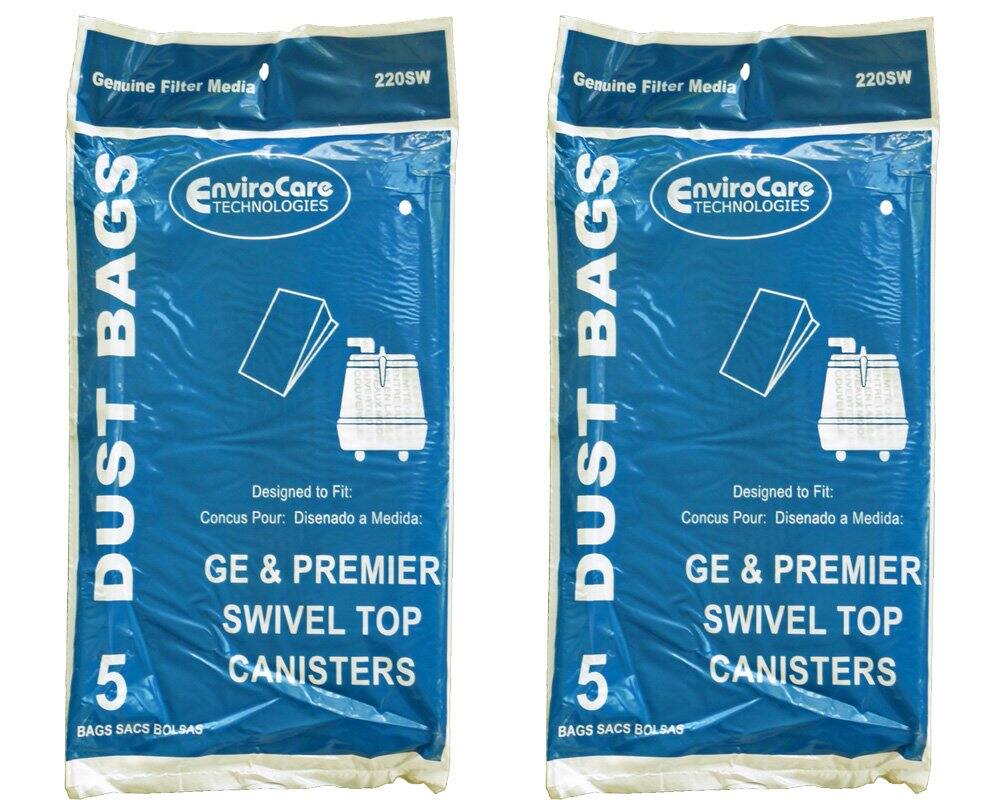 Genuine Filter Media 220SW EnviroCare TECHNOLOGIES BAGS DUST Designed to Fit: Concus Pour: Disenado a Medida: GE & PREMIER SWIVEL TOP 5 CANISTERS BAGS SACS BOLSAS