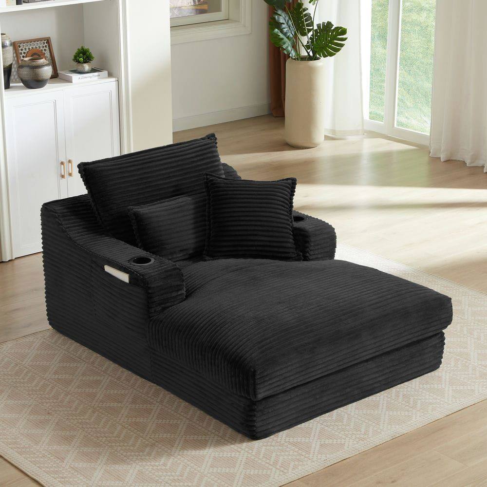 Alt View 1. Kadyn - 47.24 inch modern comfortable cushioned compression sofa with unique cushion design, Lounge chair, BLACK - Black.