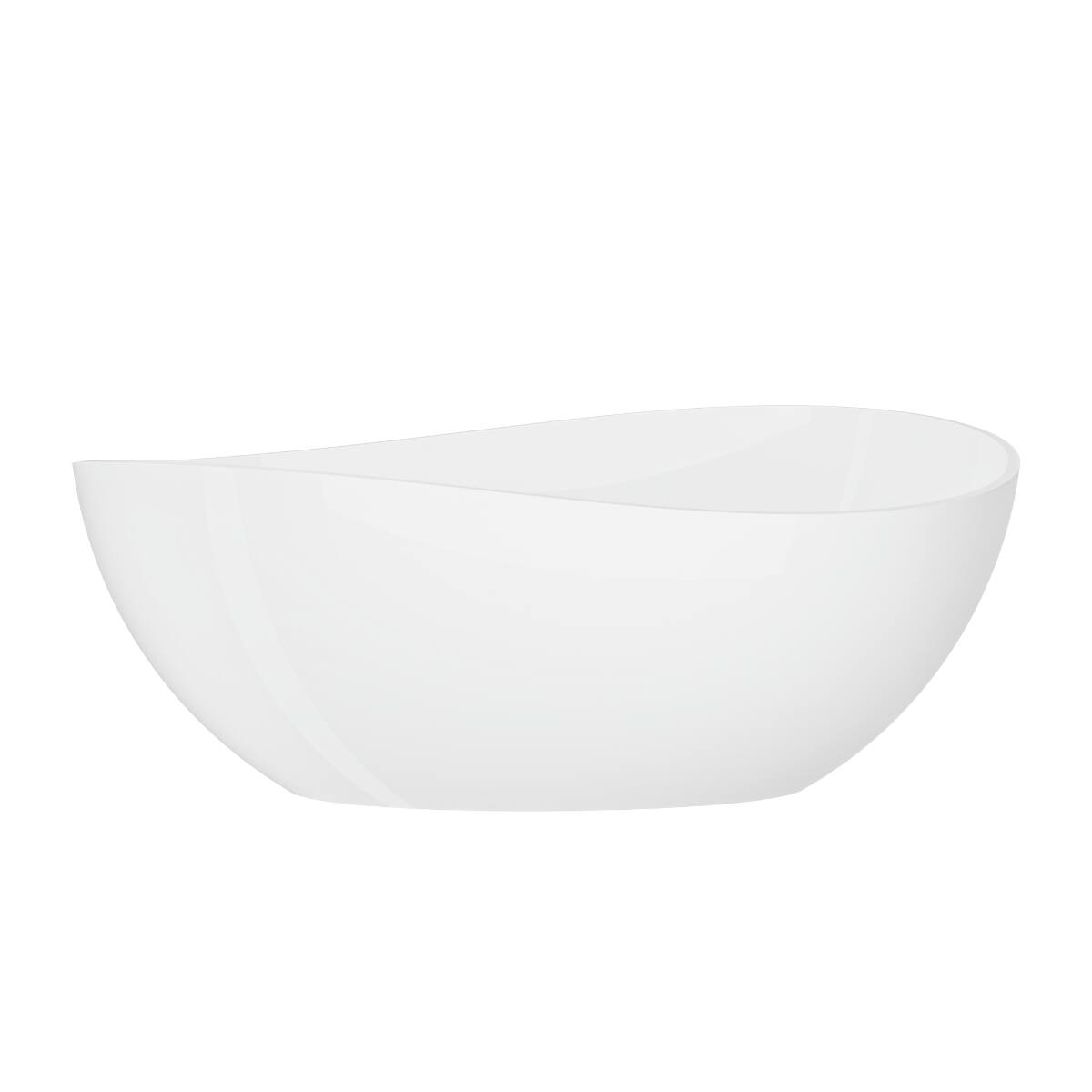 Alt View 7. Loheer - Loheer 63 in Freestanding Solid Surface Soaking Bathtub, Glossy White Stone Resin Tub with Overflow and Pop Up Drain - Glossy White.