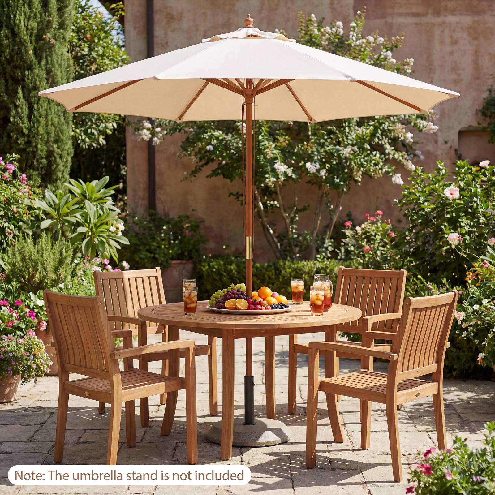 Note: The umbrella stand is not included