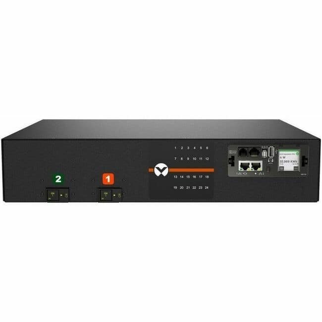 Vertiv - Geist rPDU MNU5MDR6-24CF18-3TL6A0H10-S 24-Outlets PDU - Switched - NEMA L6-30P - 24 x Combination C13/C19 - 230 V - Black Powder Coat