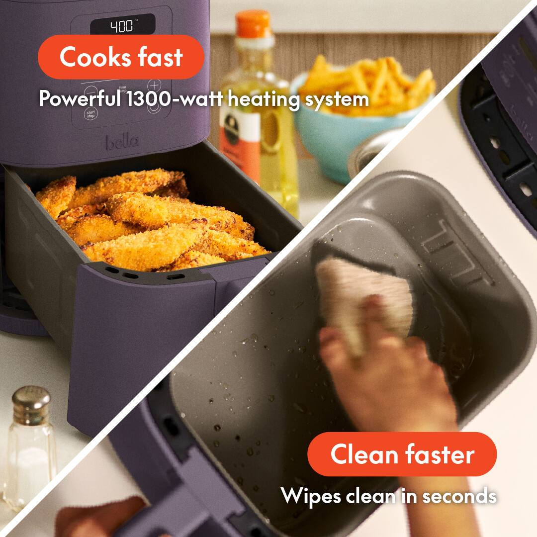 400 Cooks fast + Powerful 1300-watt heating system - bella LT Clean faster Wipes clean in seconds