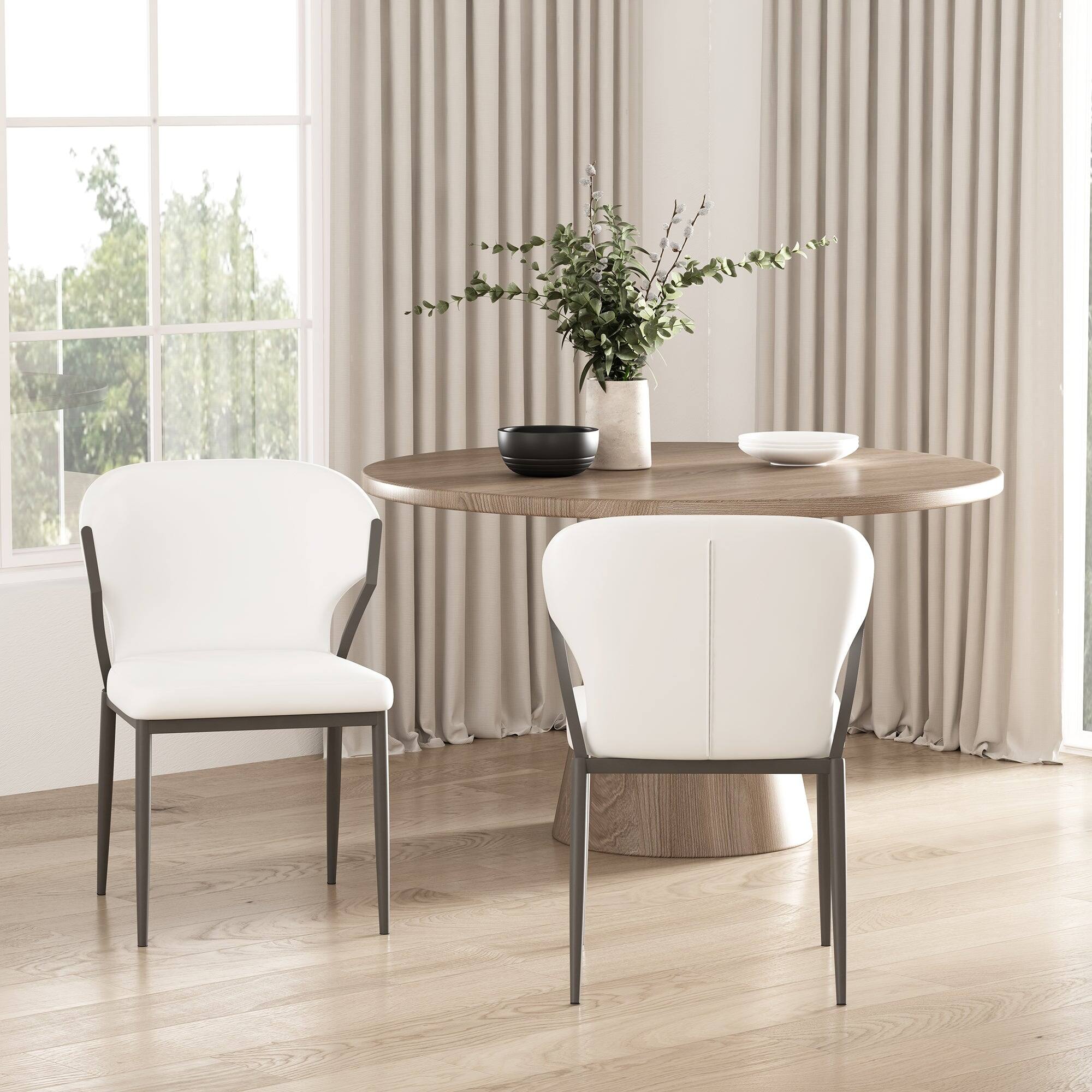 Angle. Manhattan Comfort - Kirsten Modern Metal Vegan Leather Dining Chair - Set of 2 - White.