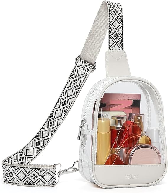 Vulpecula Spade - Clear Bag for Stadium Events, Clear Crossbody Bag, Small Transparent Purses - 1-white-black