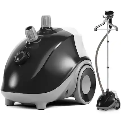 Front. Bestier - Standing Garment Steamer, 1500W Powerful Steamer for Clothes, Roll Wheels, 1.7L Water Tank, 55 Min Continuous Steaming - Black.