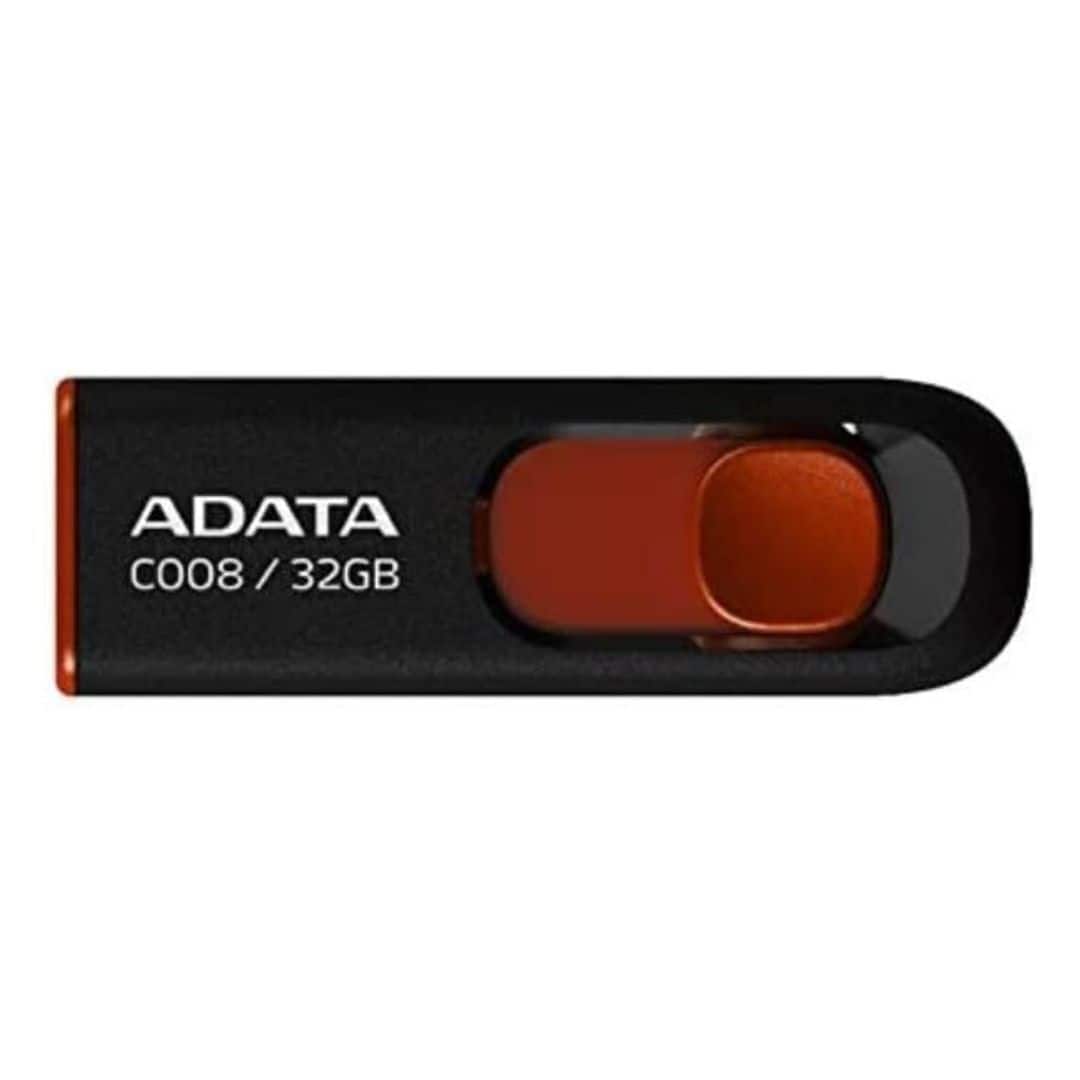 ADATA - 32GB USB 2.0 Retractable Capless Flash Drive (Red) - Black