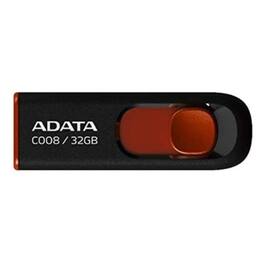 ADATA - 32GB USB 2.0 Retractable Capless Flash Drive (Red) - Black