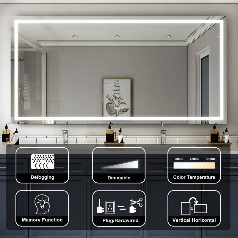 Nias 6000K 4000K 3000K Defogging Dimmable Color Temperature Memory Function Plug/Hardwired Vertical Horizontal