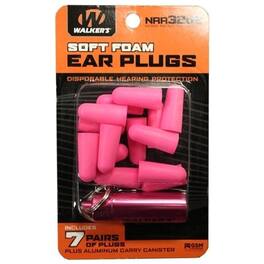 Walker’s - Walker's - Foam Ear Plugs with Aluminum Carry Canister - 7 Pairs - Pink/Pink
