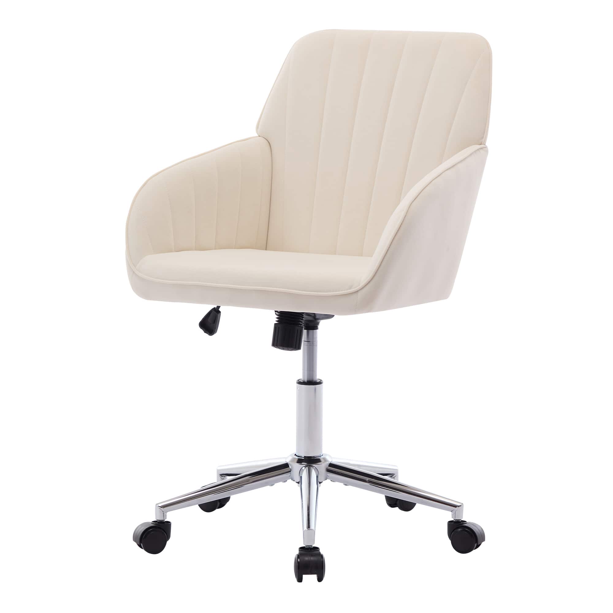 Spaco - Adjustable Office Chair, Home Bedroom, Ergonomic Swivel Chair, Backrest Seat, Comfortable for Long Sitting - Beige