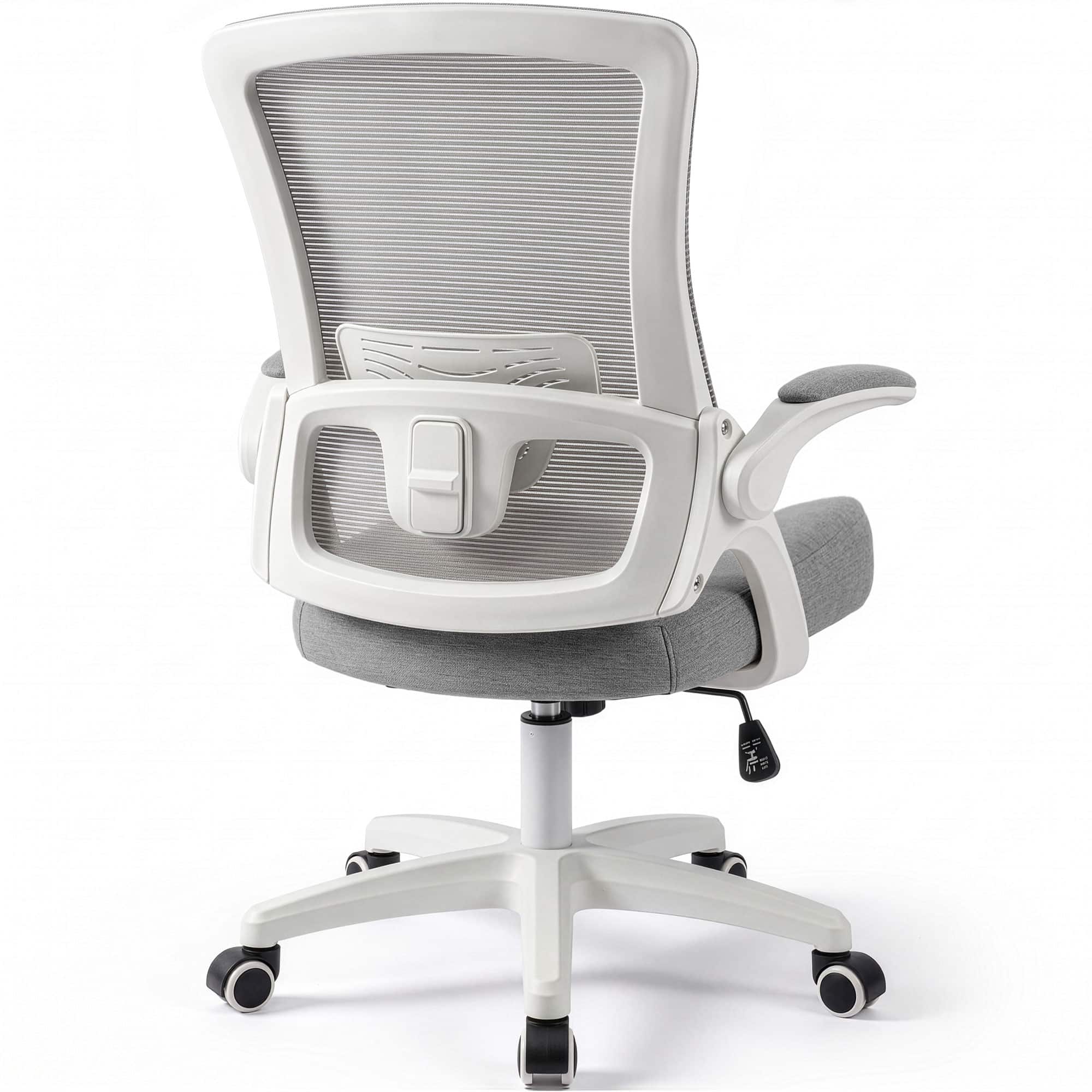 Celtoss - Ergonomic Office Chair, High-Back Mesh Computer Chair with Adjustable Height, Flip-Up Armrests & Lumbar Support - Plastic Base-Gray