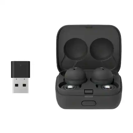 Front. Sony - Sony LinkBuds UC Truly Wireless Earbuds for Microsoft Teams (Dark Gray) - Dark Gray.