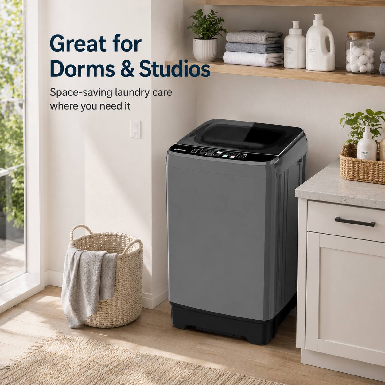 6KG Portable Top Load Washer with Fuzzy Logic, 10 Programs, Drain