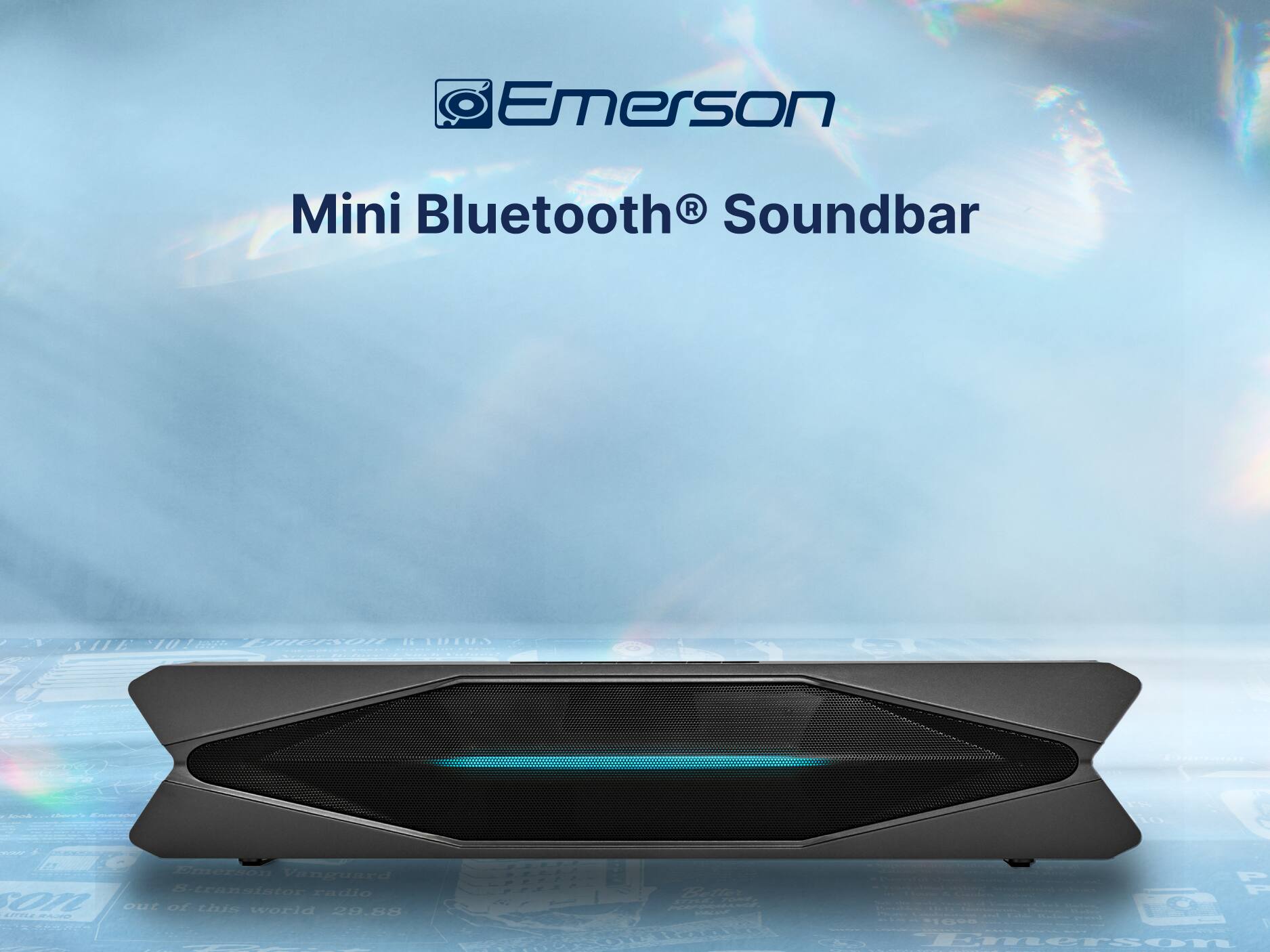 Emerson Mini Bluetooth® Soundbar On i. LOAOY A A merion Vanguard transistor radio out of this world 29.88 401 me Fa F 000 1 merson