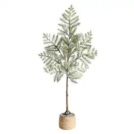 BreeBe - 35'' Frosted Pine Christmas Tree in Decorative Planter - Green