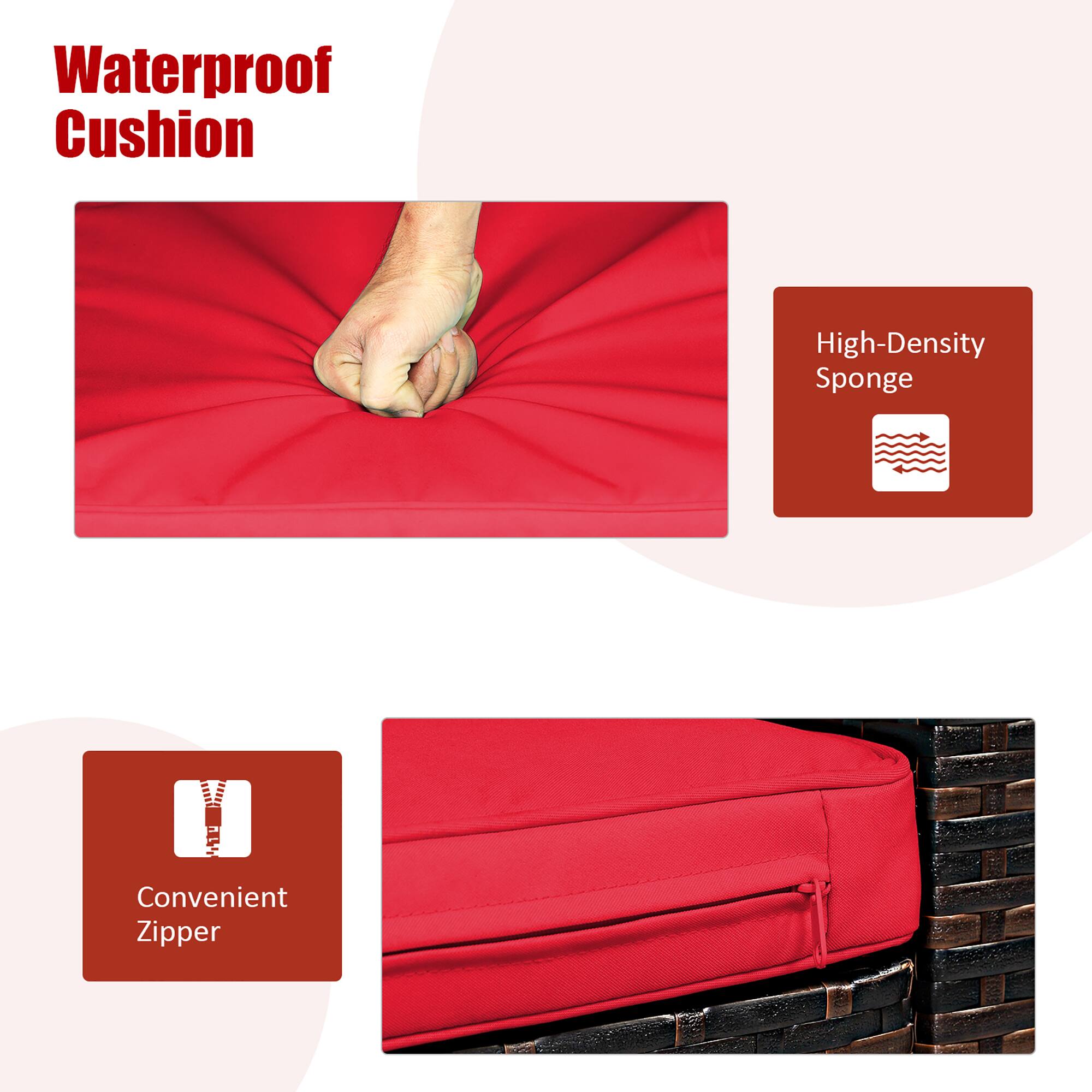 Waterproof Cushion High-Density Sponge Convenient Zipper