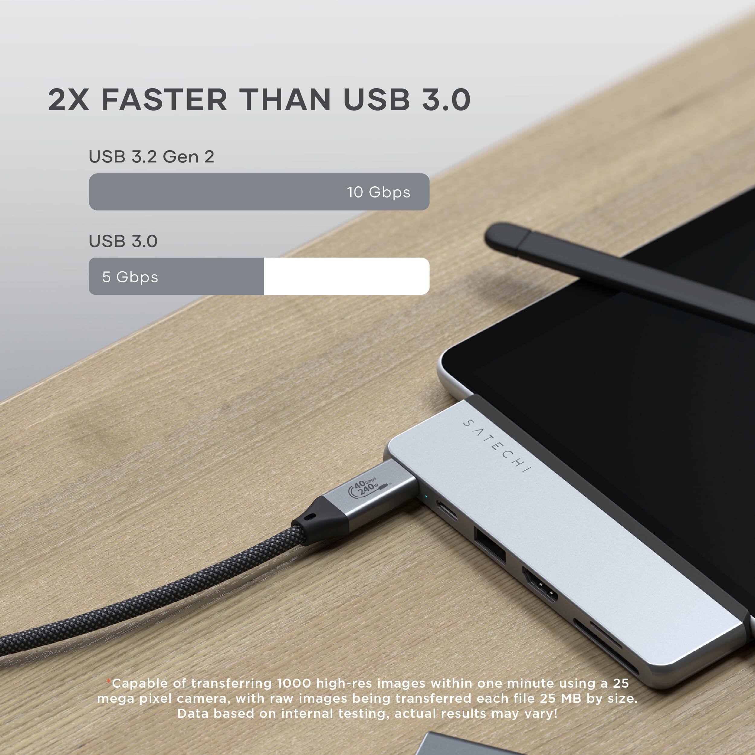 2X FASTER THAN USB 3.0

USB 3.2 Gen 2
10 Gbps

USB 3.0
5 Gbps

Capable of transferring 1000 high-res images within one minute using a 25 mega pixel camera, with raw images being transferred each file 25 MB by size. Data based on internal testing, actual results may vary!