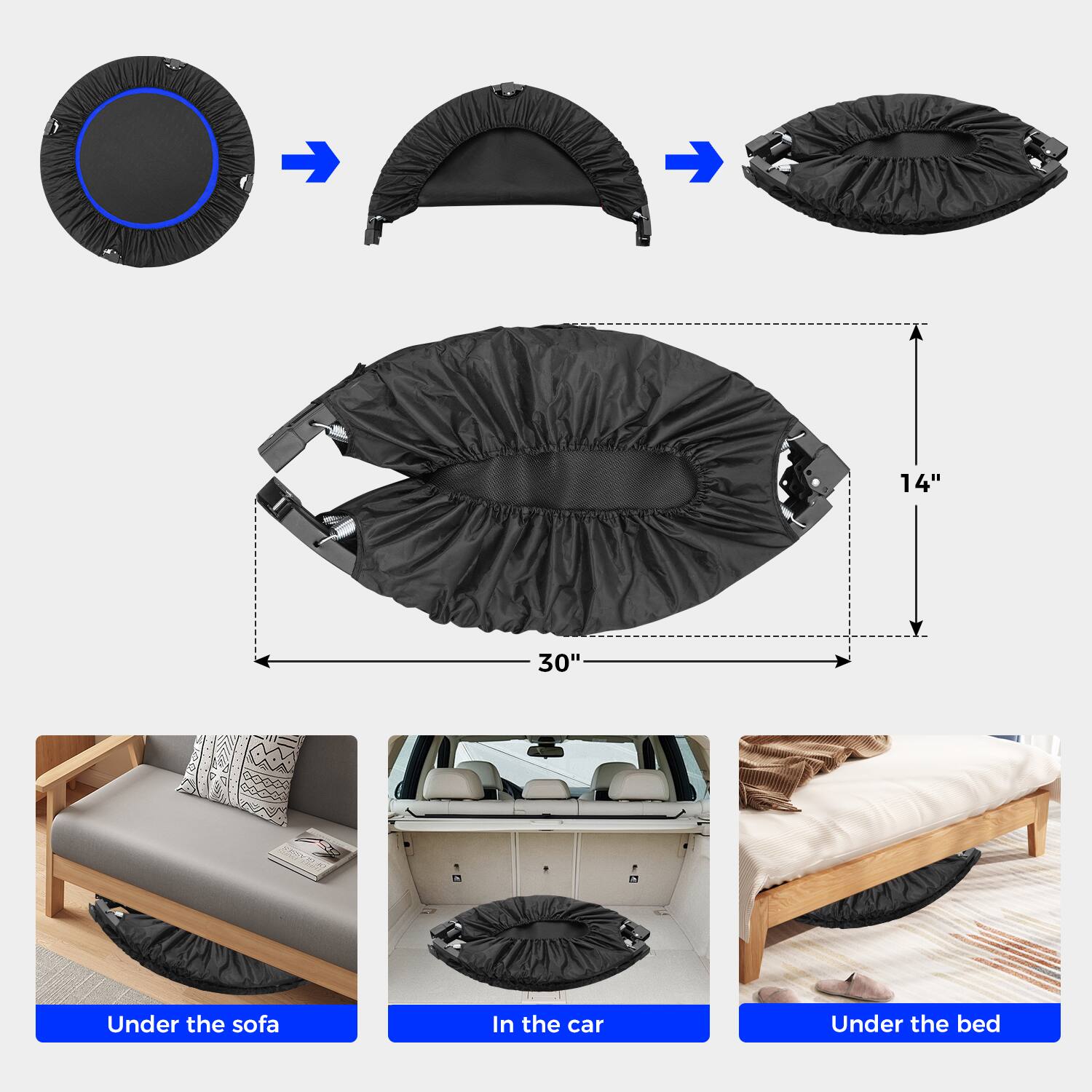 14"  
30"  
SERVING  
Under the sofa  
In the car  
Under the bed