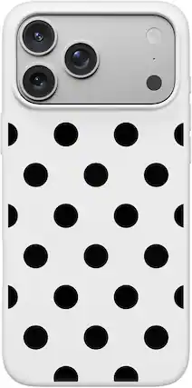 Front. Ornarto - ORNARTO Designed for iPhone 17 Pro Case, Liquid Silicone Soft Gel Shockproof Protective Case-White Black Polka - White Black Polka Dot.