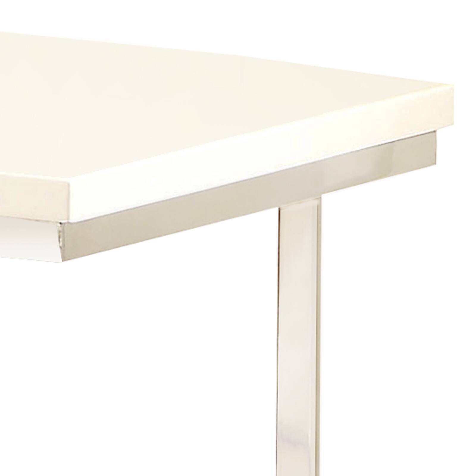 Alt View 3. Manhattan Lane - Contemporary End Table with C Shaped Metal Frame - Silver and White.