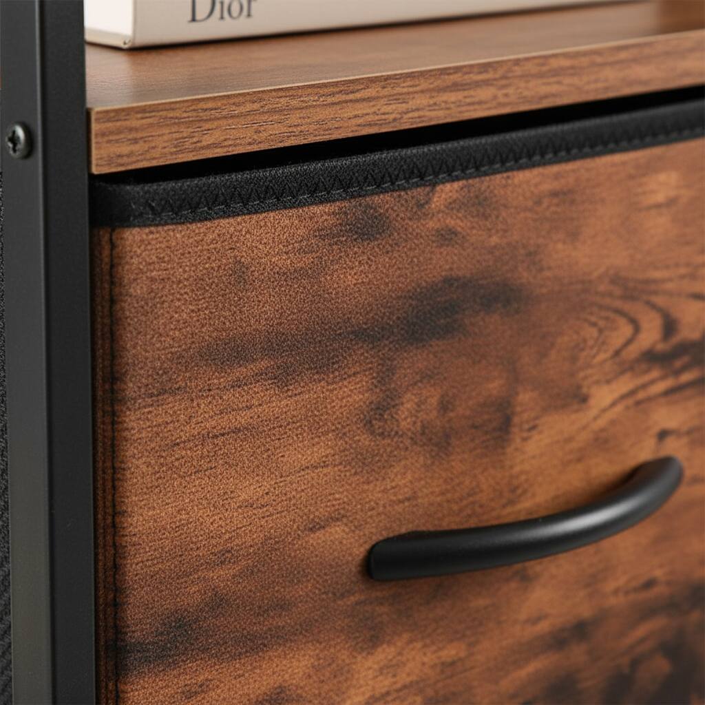 Left. AOITUN - Versatile Tv Stand with 5 Fabric Drawers Dresser for Dorm, Bedroom, and Living Room Storage - brown.