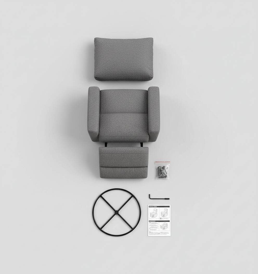 Alt View 2. AOITUN - Gray Fabric 360 Swivel Rocker Recliner Chair, Plush Upholstered Glider with Side Pocket for Nursery & Living Room - Gray.