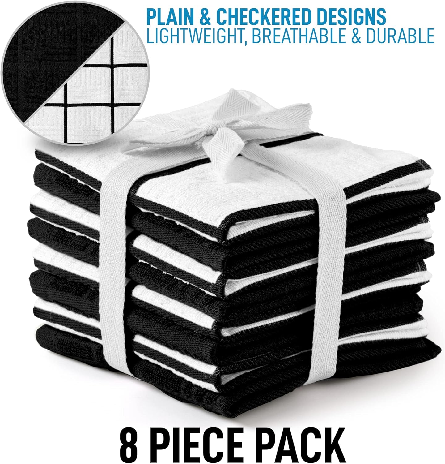 PLAIN & CHECKERED DESIGNS  
LIGHTWEIGHT, BREATHABLE & DURABLE  

8 PIECE PACK