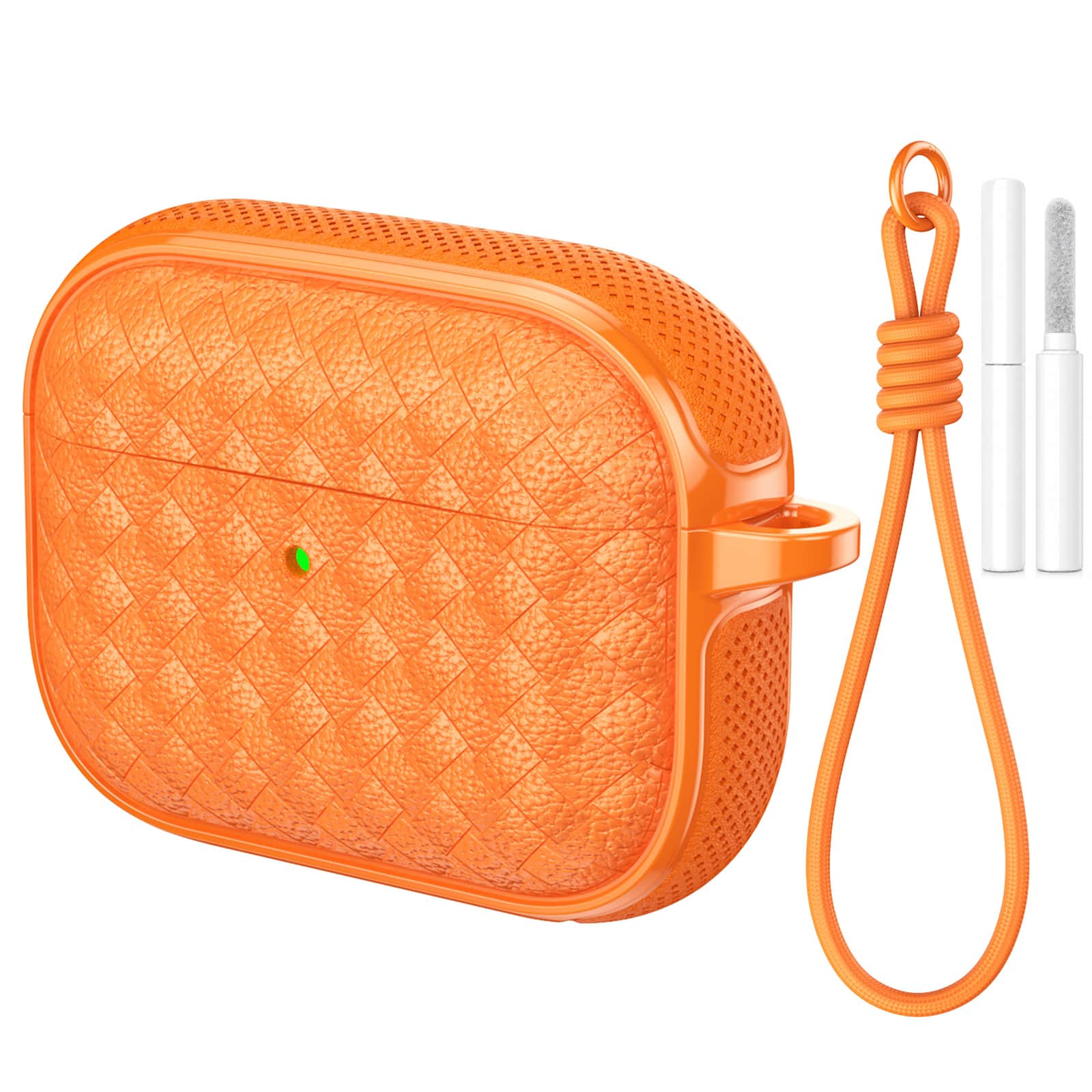 Dteck - for AirPods Pro 3 Case, Woven Series Earbuds Protective Case, Full Drop Protection Cover with Lanyard and Cleaning Kit - Orange