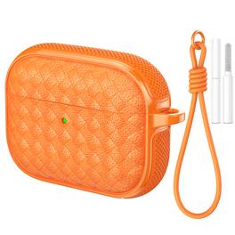 Dteck - for AirPods Pro 3 Case, Woven Series Earbuds Protective Case, Full Drop Protection Cover with Lanyard and Cleaning Kit - Orange