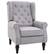 Front. Homcom - Mid-Century Modern Accent Chair, High Wingback Chair, Button-Tufted Upholstered Fabric Armchair - Grey.