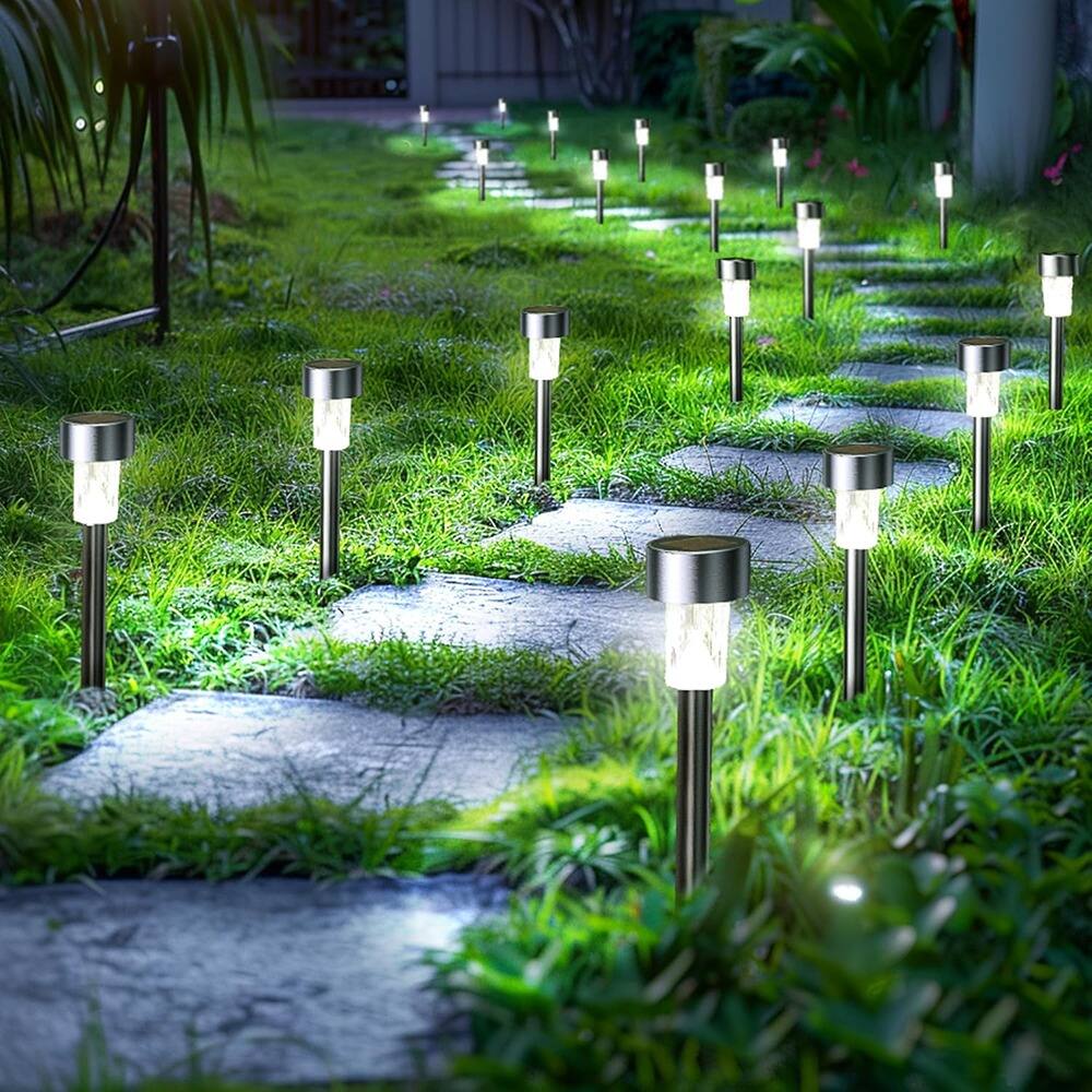 Angle. MOSZAR LLC - 24 Pack Solar Path Lights Outdoor,Solar Lights Outdoor Waterproof - White.