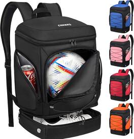 Vulpecula Spade - Soccer Backpack, Includes Separate Cleat Shoe and Ball Compartment Sport Equipment Bags Fit Basketball Volleyball - Black