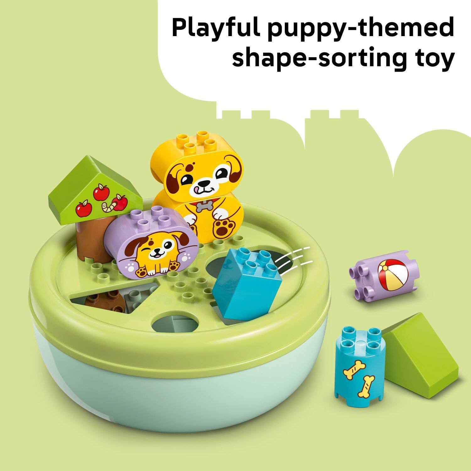 Playful puppy-themed shape sorting toy