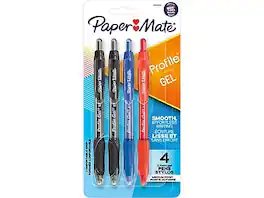 Paper Mate - Profile Retractable Gel Pen, Medium Point, 0.7mm, 4/Pack - Assorted Ink