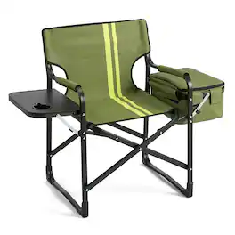 Winado - Foldable Camping Chair with Big Capacity Cooler Bag, Side Table & Cup Holder Portable for Outdoor Camping Fishing Beach - Green