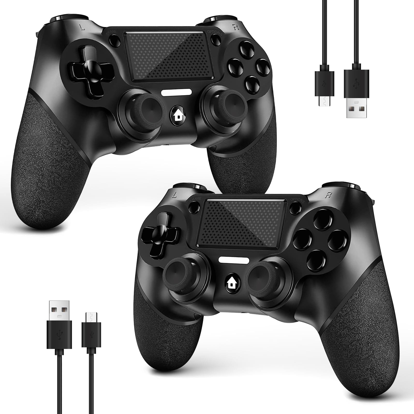 Reds Spade - For Ps4 Controller Wireless Ps4 pro slim pc With Non-slip Grip Of Both Sides And Usb-c Cable - Black