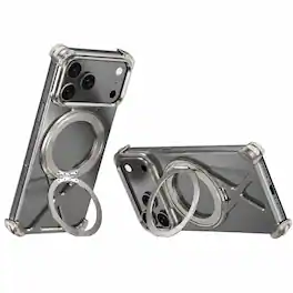 Dteck - For iPhone 18 Pro Max Aluminum Metal Frame Case Shockproof Heat Dissipation Ring Magnetic Kickstand Metal Bumper Cover - Titanium