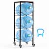 Front. VEVOR - Water Jug Holder, 4 Tiers 3 and 5 Gallon Water Bottle Holder for 3 Bottles, Heavy Duty Jug Rack Organizer with Storage - Black.