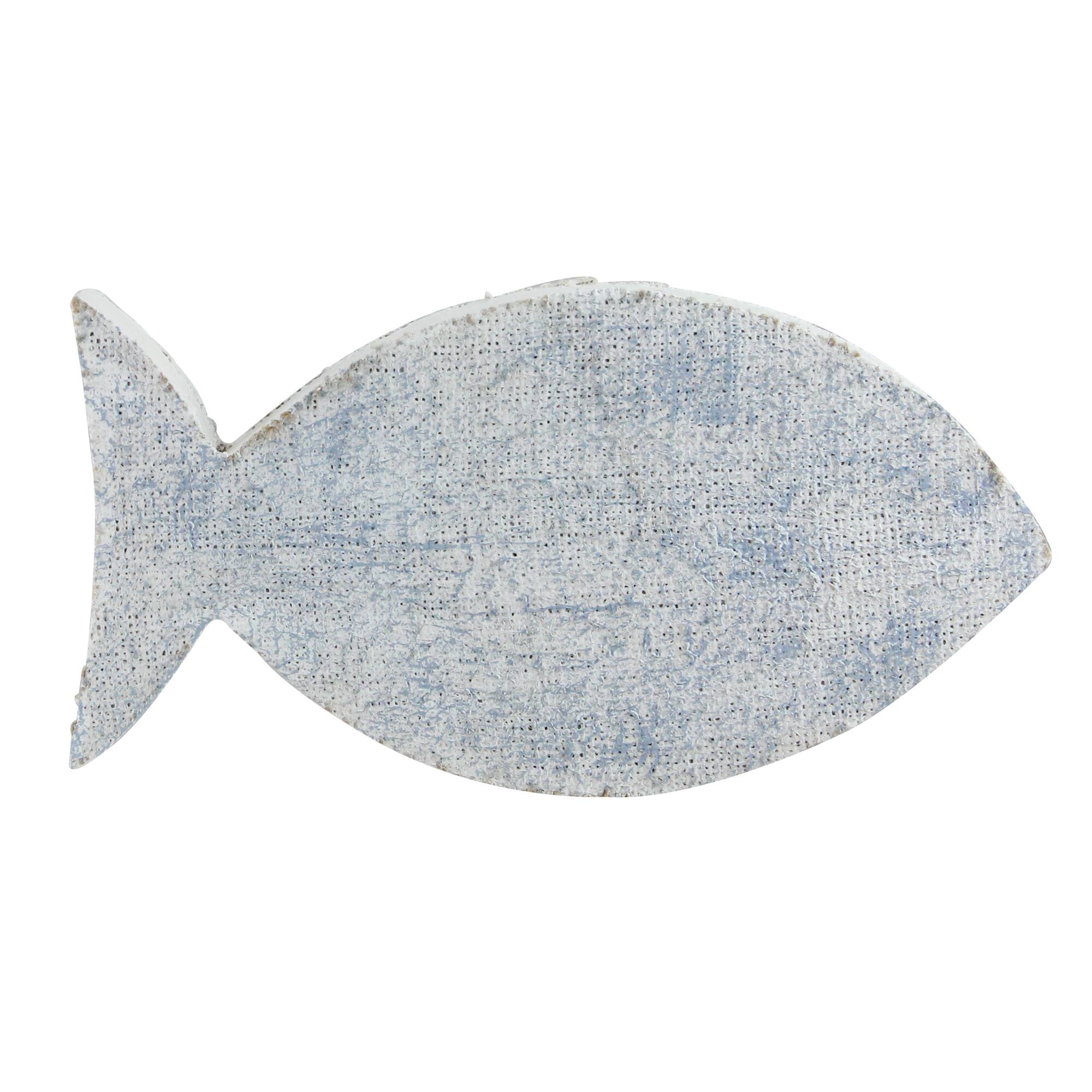 Front. Northlight - Cape Cod Inspired Fish Decoration - 10.5” - White and Blue - Blue.