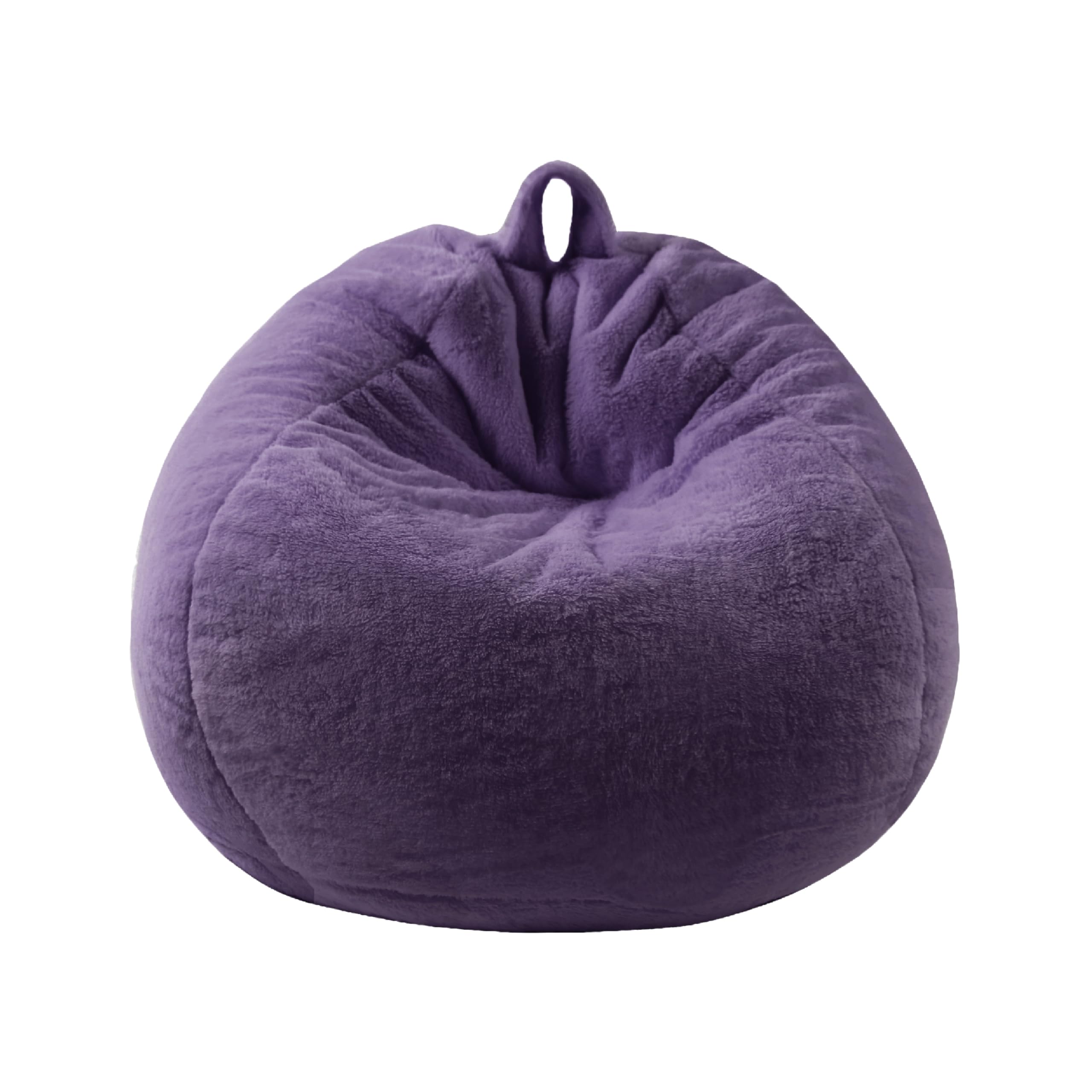 Front. PO3TICJUNKI3 - Faux Comfy Bean Bag Chair Cover no Filler Fluffy Stuffed Animal Storage Covers Large Sofa For Adults Furry - Dark Purple.