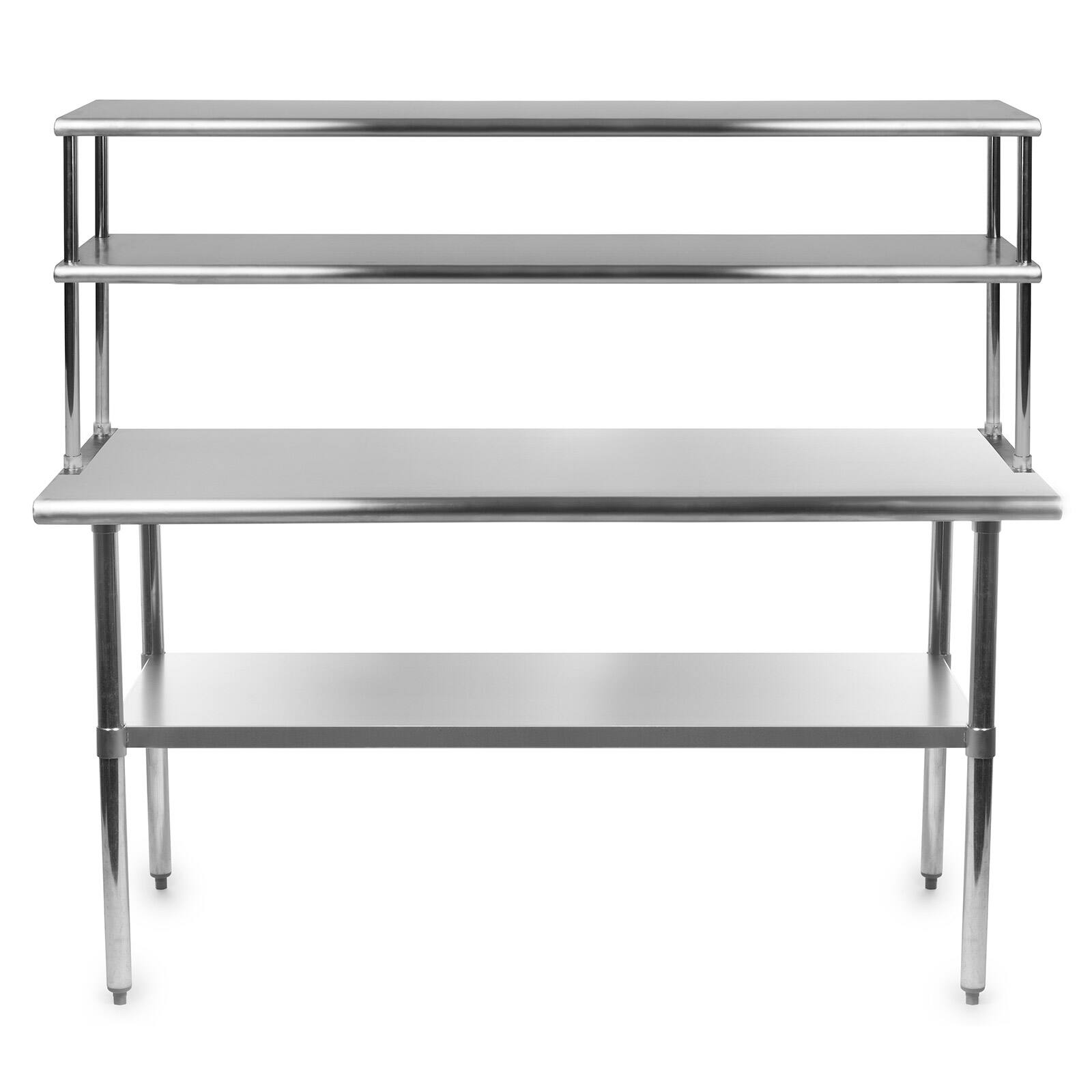 Alt View 3. GRIDMANN - 60 x 30-in NSF Stainless Steel Prep Table w Double Shelf - Silver.