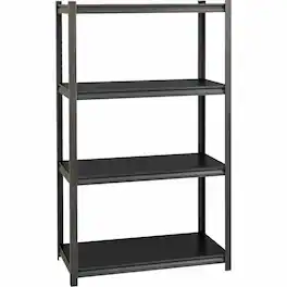 Lorell - Iron Horse 3200 lb Capacity Riveted Shelving 4 Shelf 60" H x 36" W x 18" D Black Steel Laminate - Black|Gray
