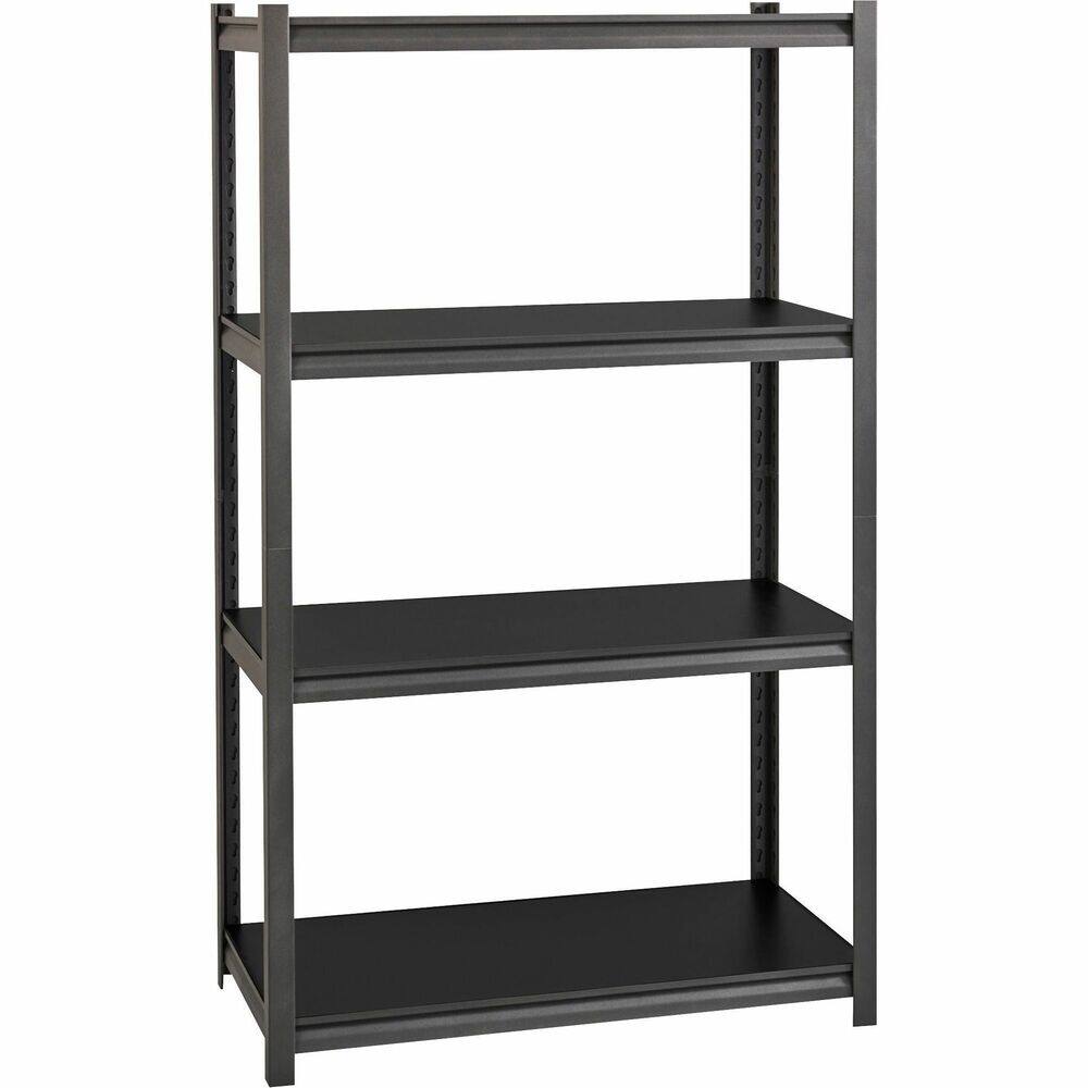 Front. Lorell - Lorell Iron Horse 3200 lb Capacity Riveted Shelving 4 Shelf 60" H x 36" W x 18" D Black Steel Laminate - Black|Gray.